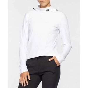 PXG White Ribbed Long-Sleeve Mock Neck Pullover